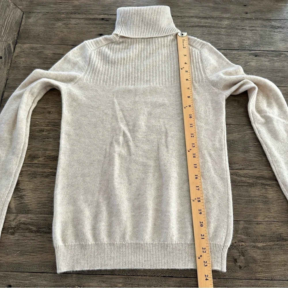 Pipes & Shaw Small 100% Cashmere Turtleneck Sweater oatmeal ribbed lightweight S - Picture 5 of 5